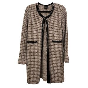 Luisa Spagnoli Elegant Baby Pink Tweed Jacket Cardigan Sweater Chanel Small